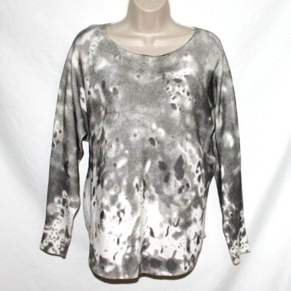 Liquid by SIONI Gray & Ivory Nylon Viscose & Wool  Oversized Sweater M - Picture 6 of 8